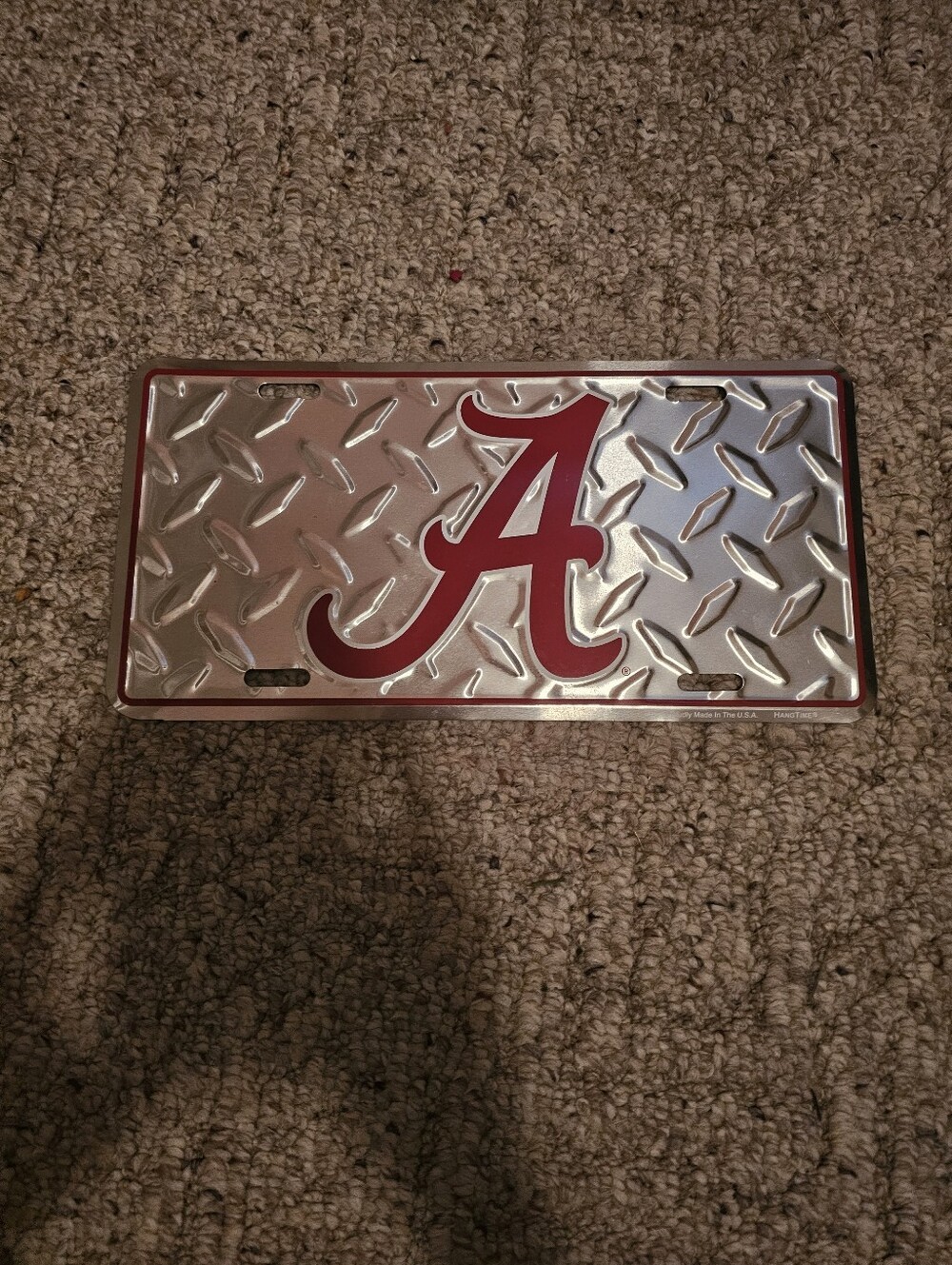 Alabama Crimson A Metal Diamond Plate License Plate